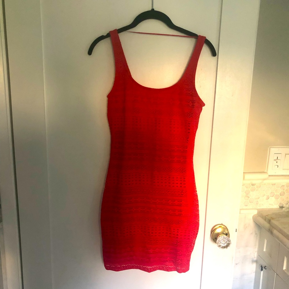 BERSHKA NWT lace dress red bodycon summer vacation fashion blogger favorite top